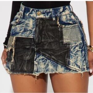 Patchwork Denim Mini Skirt